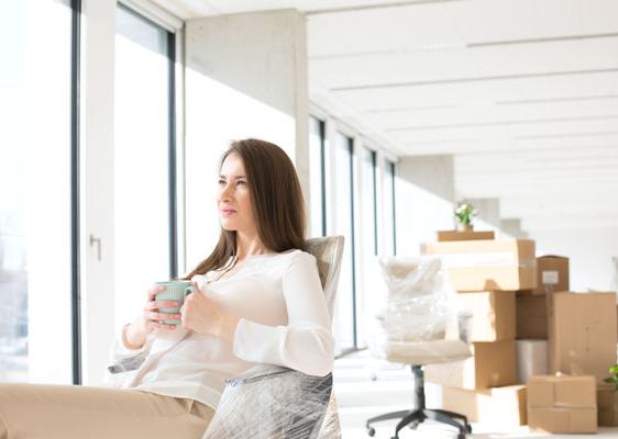 woman packing office